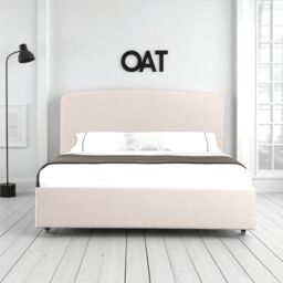 OAT Home Delamere Modern Low Headboard Upholstered Ottoman Storage Bed Frame in Natural - Size: Double - thumbnail 2