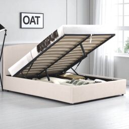 OAT Home Delamere Modern Low Headboard Upholstered Ottoman Storage Bed Frame in Natural - Size: Double - thumbnail 3