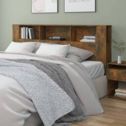 Berkfield Home Headboard Cabinet Smoked Oak 200x18.5x104.5 cm in Brown - thumbnail 2