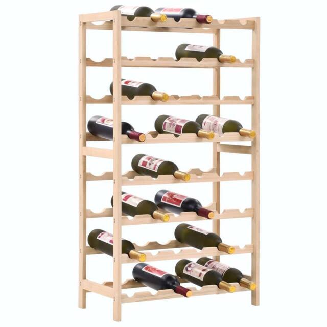 Berkfield Home Wine Rack Cedar Wood 57.5x28x102 cm in Light Tan - image 1