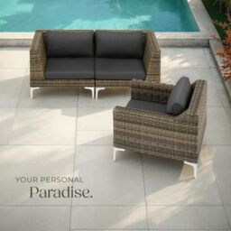 tectake Villanova Modular Rattan Set with Aluminum Frame, Set 1: 2-Seater in Dark Grey - Size: 3 Seater - thumbnail 8