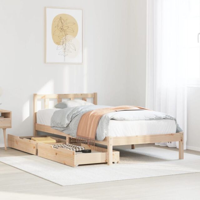 Berkfield Home Bed Frame without Mattress 90x190 cm Single Solid Wood Pine in Brown - image 1