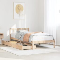 Berkfield Home Bed Frame without Mattress 90x190 cm Single Solid Wood Pine in Brown - thumbnail 1