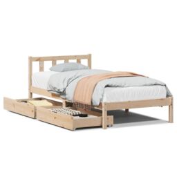 Berkfield Home Bed Frame without Mattress 90x190 cm Single Solid Wood Pine in Brown - thumbnail 2