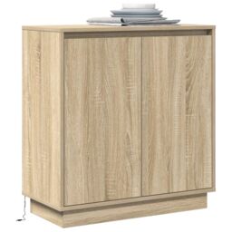 Berkfield Home Sideboard with LED in Sonoma Oak - 71 x 34.5 x 75 cm - Made from Engineered Wood in Beige - thumbnail 3