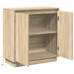 Berkfield Home Sideboard with LED in Sonoma Oak - 71 x 34.5 x 75 cm - Made from Engineered Wood in Beige - thumbnail 6