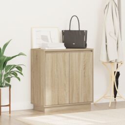 Berkfield Home Sideboard with LED in Sonoma Oak - 71 x 34.5 x 75 cm - Made from Engineered Wood in Beige - thumbnail 5