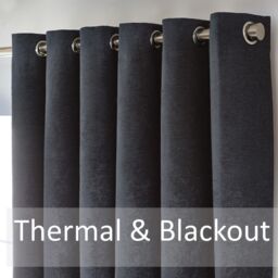 Luxury Living Chenille Blackout Eyelet Curtains Thermal Triple Weave Pair in Charcoal - Size: 168 cm width x 229 cm drop - thumbnail 3