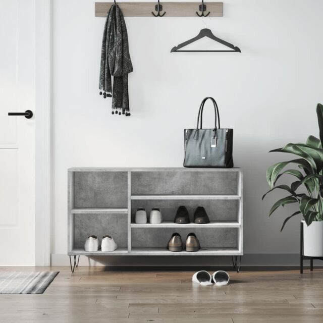 Berkfield Home Shoe Cabinet Concrete Grey 102x36x60 cm Engineered Wood - Size: 102 x 36 x 60 cm - image 1