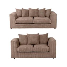Furniture 786 Chicago Jumbo Cord 3&2 Seater Sofa Set in Camel - thumbnail 1