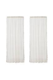Living and Home 147cm W Set of 2 Lace Curtains for Window in Beige - Size: 160 cm - thumbnail 4