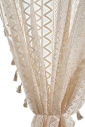 Living and Home 147cm W Set of 2 Lace Curtains for Window in Beige - Size: 160 cm - thumbnail 6