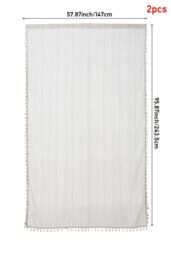 Living and Home 147cm W Set of 2 Lace Curtains for Window in Beige - Size: 160 cm - thumbnail 9