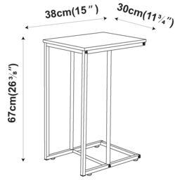 EONLION C Shaped Side End Table Coffee Snack Living Room Bedside Metal Frame Black - thumbnail 2