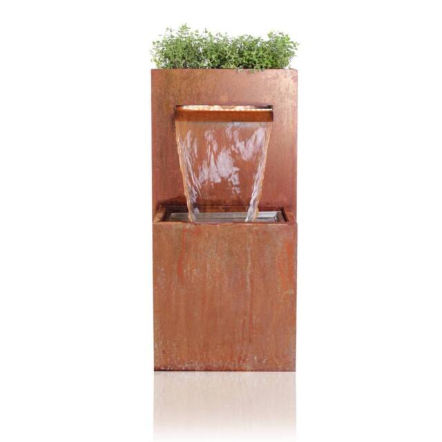 Primrose Planter Water Feature Fountain Cascade Waterfall Corten Steel in Copper - image 1