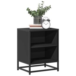 Berkfield Home Bedside Cabinet Black 40x31x50 cm Engineered Wood & Metal - Size: 40 x 31 x 50 cm - thumbnail 4