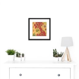 Artery8 Map Boucher 1945 Indochina Pictorial 8X8 Inch Square Wooden Framed Wall Art Print Picture with Mount in Black - thumbnail 2