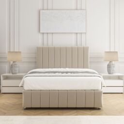 "BSSPOKE Sierra Divan Bed Plush 24""Headboard 2Drawers Same Side & No Mattress in Cream - Size: Super King" - thumbnail 3