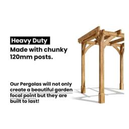 Dunster House Wooden Pergola Garden 6x3m Pressure Treated Heavy Duty Leviathan in Brown - thumbnail 6