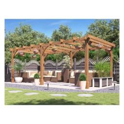 Dunster House Wooden Pergola Garden 6x3m Pressure Treated Heavy Duty Leviathan in Brown - thumbnail 3