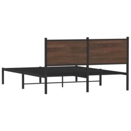 Berkfield Home Metal Bed Frame without Mattress Brown Oak 140x200 cm - thumbnail 7