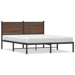 Berkfield Home Metal Bed Frame without Mattress Brown Oak 140x200 cm - thumbnail 3