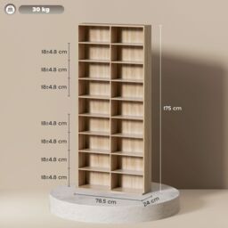 HOMCOM 640 CD Storage Unit 360 DVD Storage Tower w/ 18 Compartments Natural - thumbnail 3
