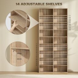 HOMCOM 640 CD Storage Unit 360 DVD Storage Tower w/ 18 Compartments Natural - thumbnail 5