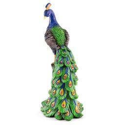mysmartbuy Solar Peacock Ornament - Weatherproof Polyresin Outdoor Garden Decoration with Red LED Lights - H48cm x W21cm x D18cm - thumbnail 5