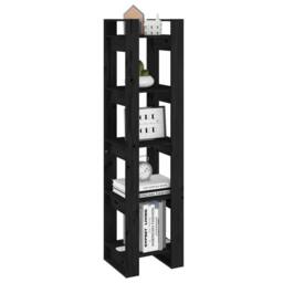 Berkfield Home Book Cabinet/Room Divider Black 41x35x160 cm Solid Wood Pine - Size: 41 x 35 x 160 cm - thumbnail 4