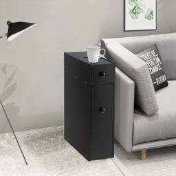 EONLION Free Standing Slim Floor Cabinet Narrow Wooden in Black - thumbnail 1