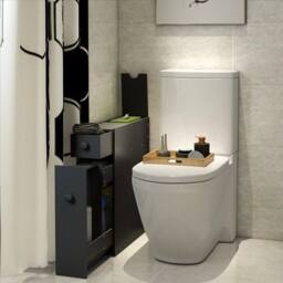 EONLION Free Standing Slim Floor Cabinet Narrow Wooden in Black - thumbnail 4