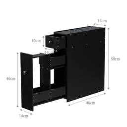 EONLION Free Standing Slim Floor Cabinet Narrow Wooden in Black - thumbnail 2