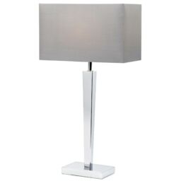 Loops Rectangular Table Lamp Light Modern Chrome & Grey Shade Sleek Metal Sideboard - thumbnail 3