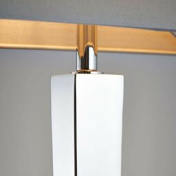 Loops Rectangular Table Lamp Light Modern Chrome & Grey Shade Sleek Metal Sideboard - thumbnail 4