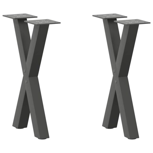 Berkfield Home Coffee Table Legs X-Shaped 2 pcs Anthracite 38x(42-43) cm Steel in Black - image 1