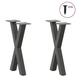 Berkfield Home Coffee Table Legs X-Shaped 2 pcs Anthracite 38x(42-43) cm Steel in Black - thumbnail 3