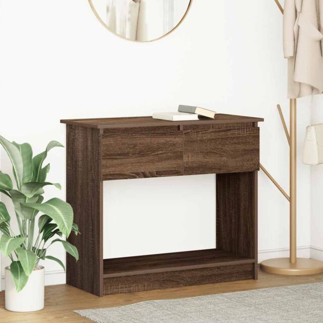 Berkfield Home Console Table with Drawers Brown Oak 85.5x38.5x74.5 cm - image 1