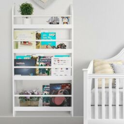 Gr8 Home Wall Mounted Children Bookcase Kids Display Bookshelf Storage Unit Shelving Rack in White - thumbnail 1