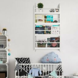 Gr8 Home Wall Mounted Children Bookcase Kids Display Bookshelf Storage Unit Shelving Rack in White - thumbnail 5