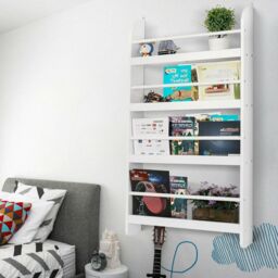 Gr8 Home Wall Mounted Children Bookcase Kids Display Bookshelf Storage Unit Shelving Rack in White - thumbnail 4