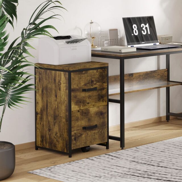 VINSETTO Vertical Office Filing Cabinet with 2 Drawer, Hanging A4 File Folder in Brown - image 1