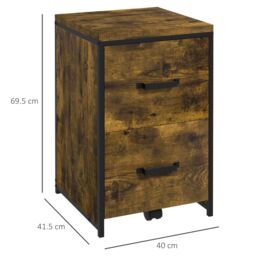 VINSETTO Vertical Office Filing Cabinet with 2 Drawer, Hanging A4 File Folder in Brown - thumbnail 3