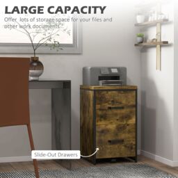 VINSETTO Vertical Office Filing Cabinet with 2 Drawer, Hanging A4 File Folder in Brown - thumbnail 4