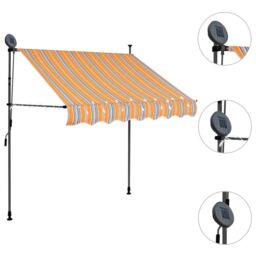 Berkfield Home Manual Retractable Awning with LED 150 cm Yellow & Blue - thumbnail 3
