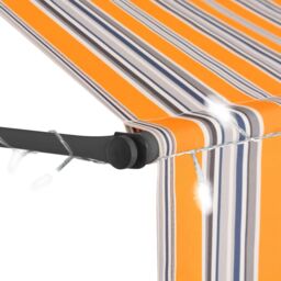 Berkfield Home Manual Retractable Awning with LED 150 cm Yellow & Blue - thumbnail 4