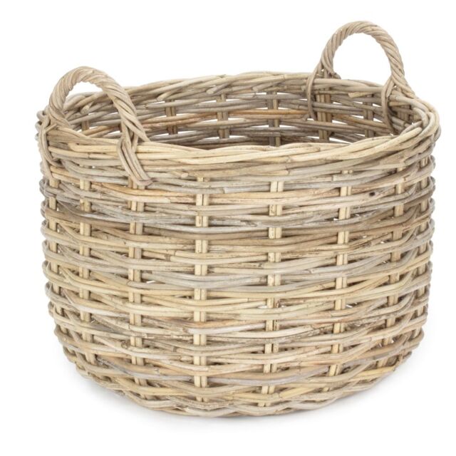 Red Hamper Small Curved Base Rattan Storage Basket in Natural - image 1