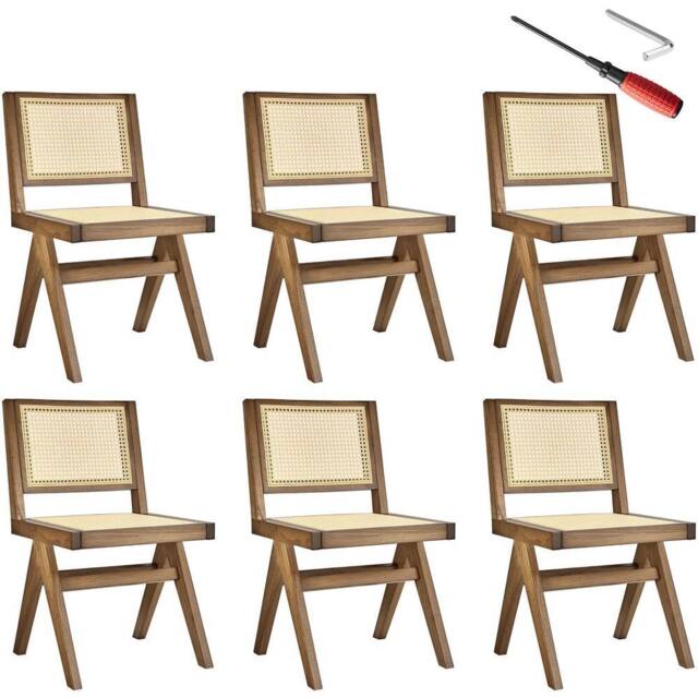 tectake Accent Chair Lizzy Set Of 6 - Light Oak - Size: 6 Pack - image 1