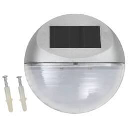 Berkfield Home Outdoor Solar Wall Lamps LED 12 pcs Round Silver - thumbnail 3