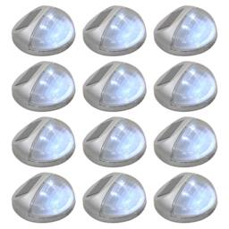 Berkfield Home Outdoor Solar Wall Lamps LED 12 pcs Round Silver - thumbnail 2